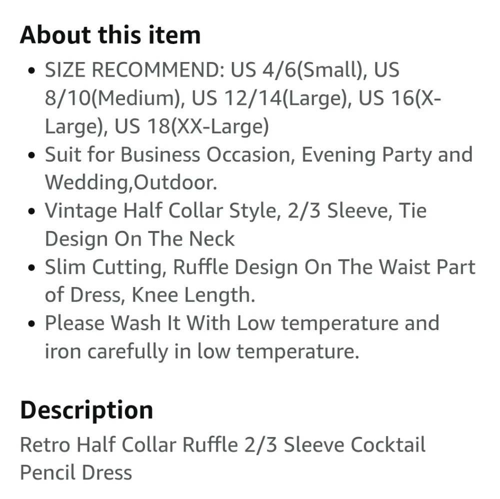 NWT Women's Miusol Retro Half Collar Ruffle 2/3 Sleeve Cocktail Pencil Dress - Picture 12 of 12